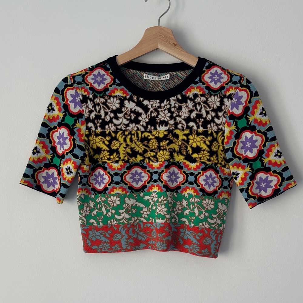 Alice + Olivia Multicolor Floral Crop Top